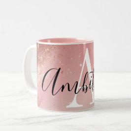 Roségold Glitter Monogramm Becher – Personalisiert Zweifarbige Tasse