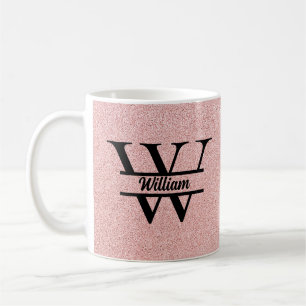 Roségold Glitter Monogramm   Girly Moderner Glanz Kaffeetasse