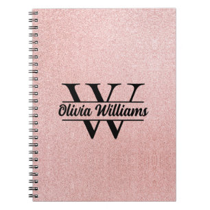 Roségold Glitter Monogramm Girly Moderner Glanz Notizblock