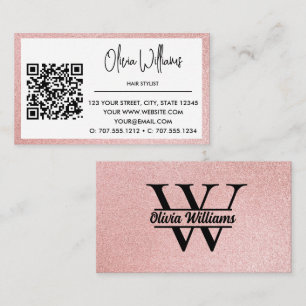 Roségold Glitter Monogramm Girly Moderner Glanz Visitenkarte
