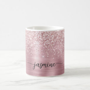 Roségold Glitter Monogramm Signature Ombre Metall Kaffeetasse