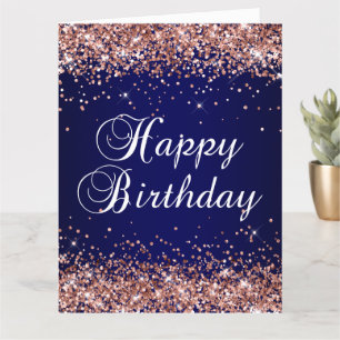Roségold-Glitter Navy Ombre Alles Gute zum Geburts Karte