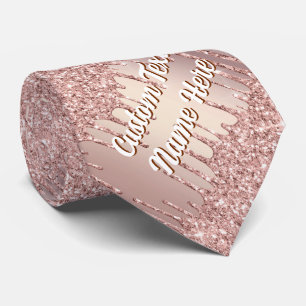 Roségold Glitter Schlips Personalisierter Text Nam Krawatte