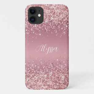 Roségold Glitter Schrift Monogramm Case-Mate iPhone Hülle