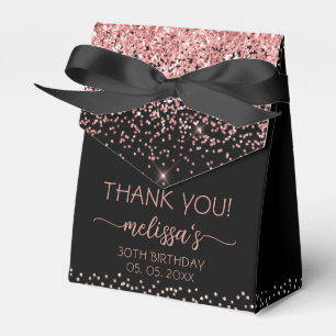 Roségold Glitter Schwarz Geburtstag Danke Geschenkschachtel