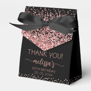 Roségold Glitter Schwarz Geburtstag Dankeschön Geschenkschachtel