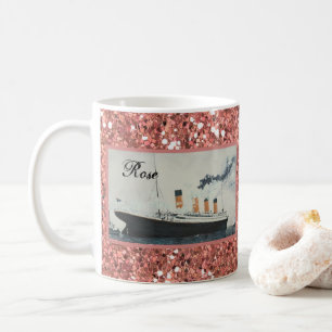 Roségold Glitter Titanic Personalisiert Weiblich Kaffeetasse