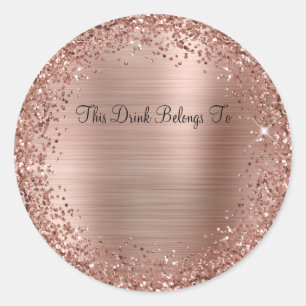 Roségold Glitter und Folie Dieses Getränk gehört z Runder Aufkleber