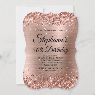 Roségold Glitter und Folie Fancy Monogrammiert Einladung