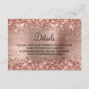 Roségold Glitter und Folie Hochzeitsdetails Begleitkarte