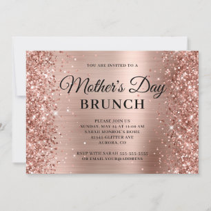 Roségold-Glitter und Folie Muttertags-Brunch Einladung