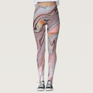 Roségold-Glitter und Marmor Leggings