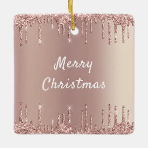 Roségold Glitter Weihnachtsschmuck