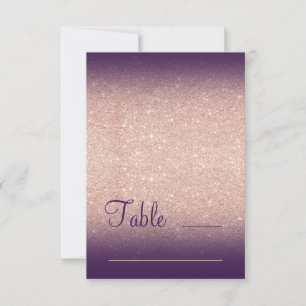 Roségold Glitter Weinreben-Lila Ombre Platzierung Einladung