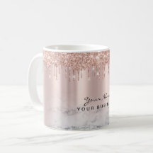 Roségold Glittertropfen Marmor Custom Name Tasse