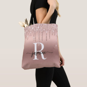 Roségold Glittertropfen Pink Metal Mädchen-Monogra