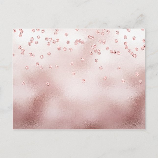 Rosegold Glitzer Confetti Postkarte (Vorderseite)