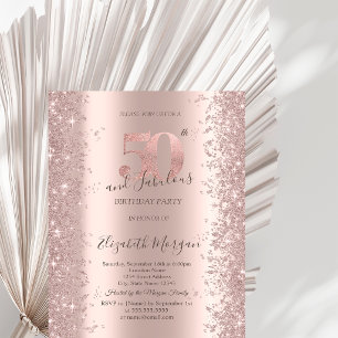 Roségold Glitzer Diamanten 50. Geburtstag Einladung