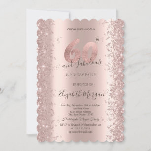 Roségold Glitzer Diamanten 60. Geburtstag Einladung
