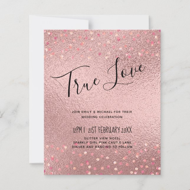 RoseGold Glitzer Glam Foil Look Wedding BUDGET (Vorderseite)