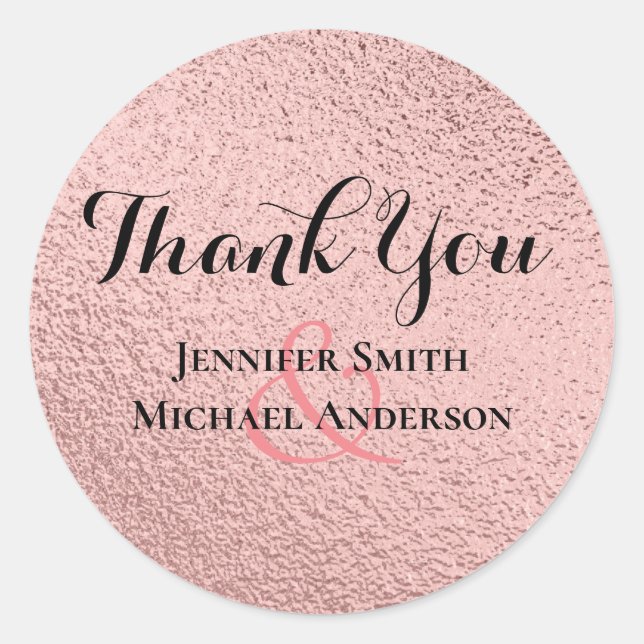 RoseGold Glitzer Glam Foil Look Wedding BUDGET Runder Aufkleber (Vorderseite)