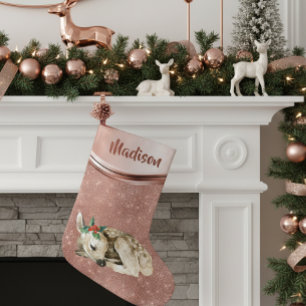 Roségold Glitzernde Reh Kitze Personalisiert Kleiner Weihnachtsstrumpf