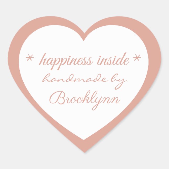 Rosegold handmade by X, Custom Elegant   Herz-Aufkleber (Vorderseite)