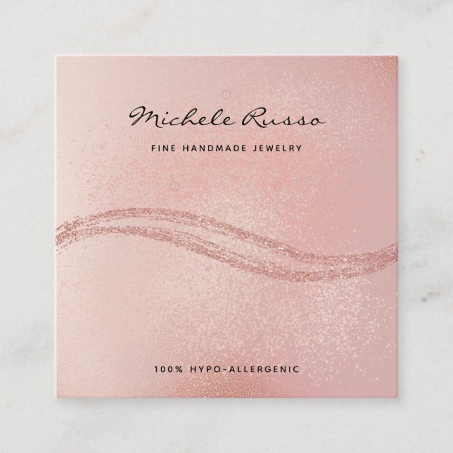 Rosegold Handmade QR Code Schmuckkarten Telefonnummerkarte (Vorderseite)
