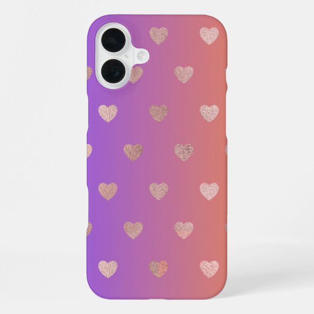 Roségold-Herzmuster-iPhone-16-Case. iPhone Hülle (Rückseite)
