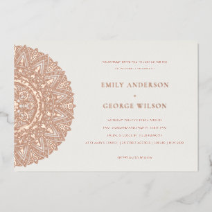 Roségold klassische verzierte Mandala-Hochzeitsein Folieneinladung