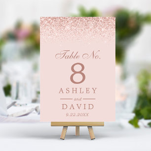 Roségold Konfetti Blushrosa Moderne Hochzeit Tischnummer