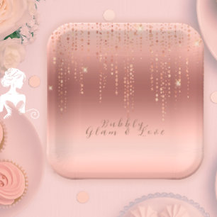 Roségold Konfetti Brautparty Pappteller