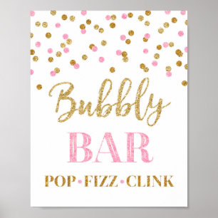 Roségold Konfetti Bubbly Bar Schild