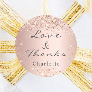 Roségold Konfetti Danke Runder Aufkleber