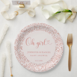 Roségold Konfetti Oh Mädchen Chic Kreis Pappteller