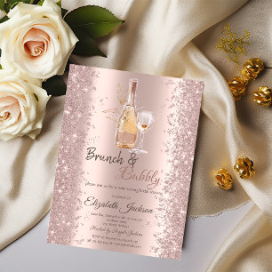 Roségold Konfetti-Weinglas Brautparty Einladung