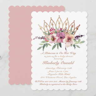 Roségold-Kronen-Rosé-Blumen-Mädchen-Baby-Shower Einladung