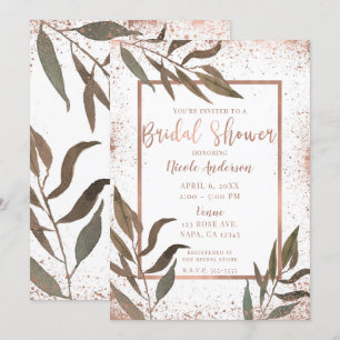 Roségold Kupfer Botanische Glam Brautparty Einladung