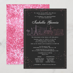 Roségold Las Vegas Quinceañera Geburtstag Einladung