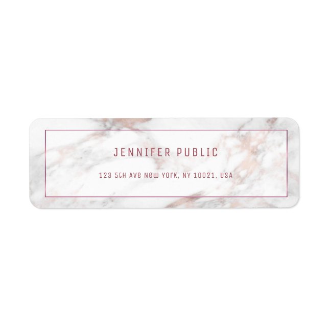 Rosegold Marble Modern Template Rücksendeadresse (Vorne)