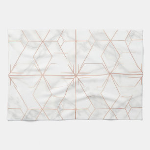 Roségold-Marmor-Geometrisches Muster Geschirrtuch