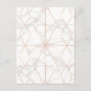 Roségold-Marmor-Geometrisches Muster Postkarte