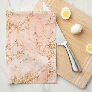 Roségold-Marmor-Glitter Geschirrtuch