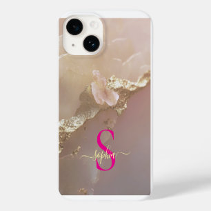 Roségold Marmor Gold Glitter Monogramm Case-Mate iPhone 14 Hülle