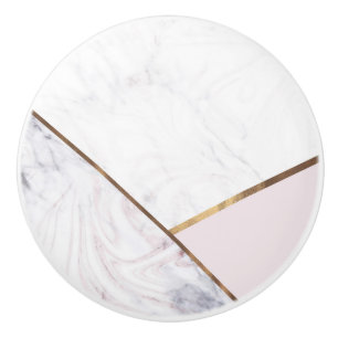Roségold Marmor Wirbel & Blassrosa Bronze Glam Keramikknauf
