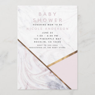 Roségold Marmor Wirbel Rosa Babyparty Einladung