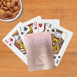 Roségold-Metall, Glitter, Schriftname & Initiale Spielkarten