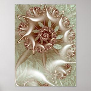 Roségold Metallische Spirale Geometrische Fraktale Poster