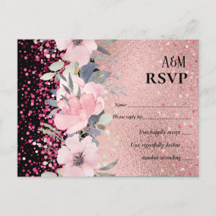 RoseGold Metallischer Glitzer Blumenfolien sehen H Postkarte