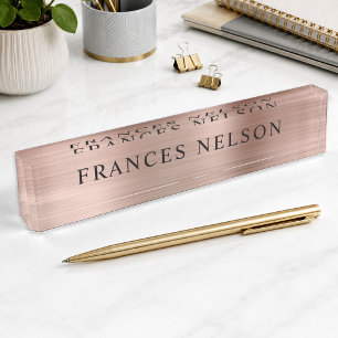 Roségold-Metalloptik Stylisch Serif Namensplakette